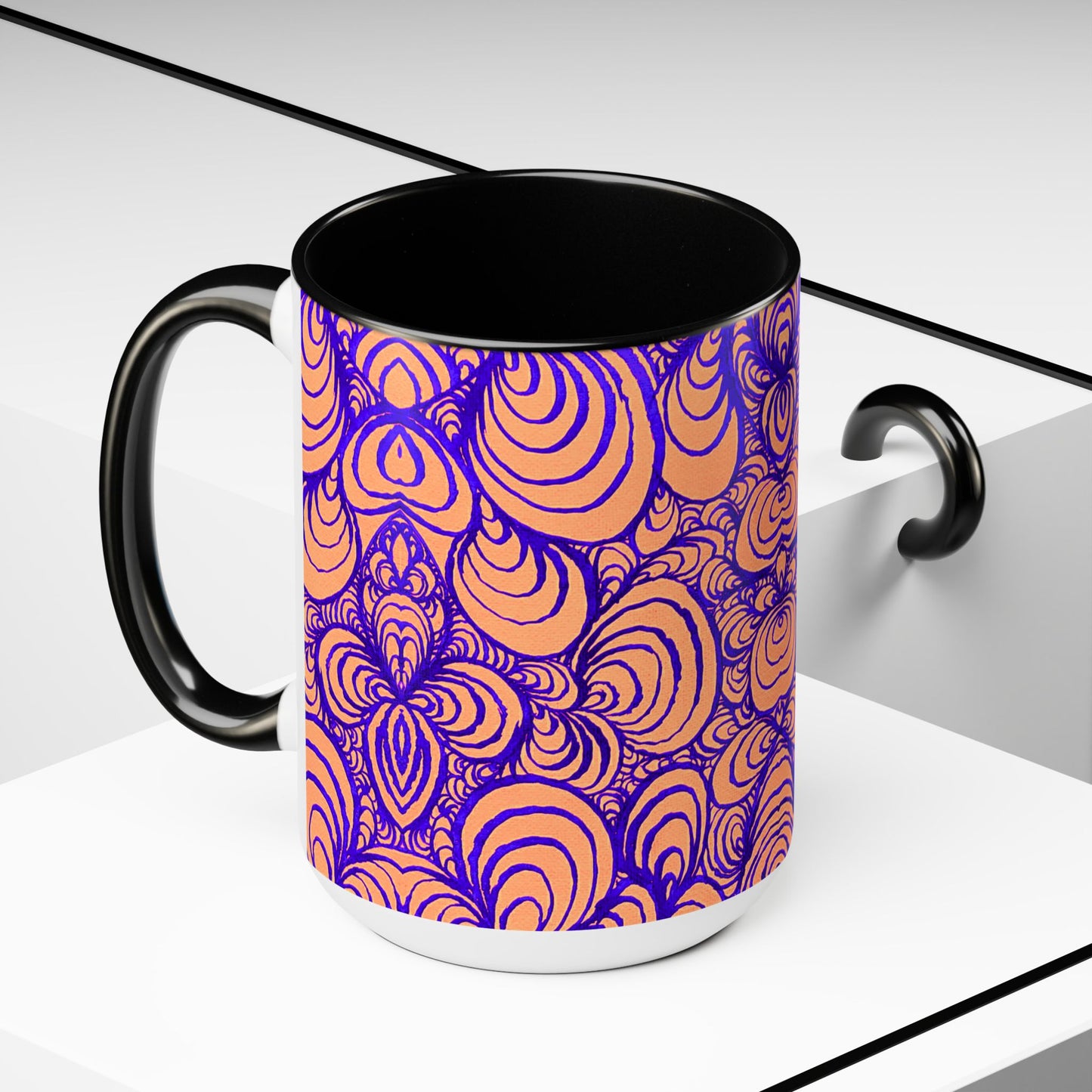 15oz Original Line Art Coffee Mug - Puzzle Panels 1 Color Pop Run