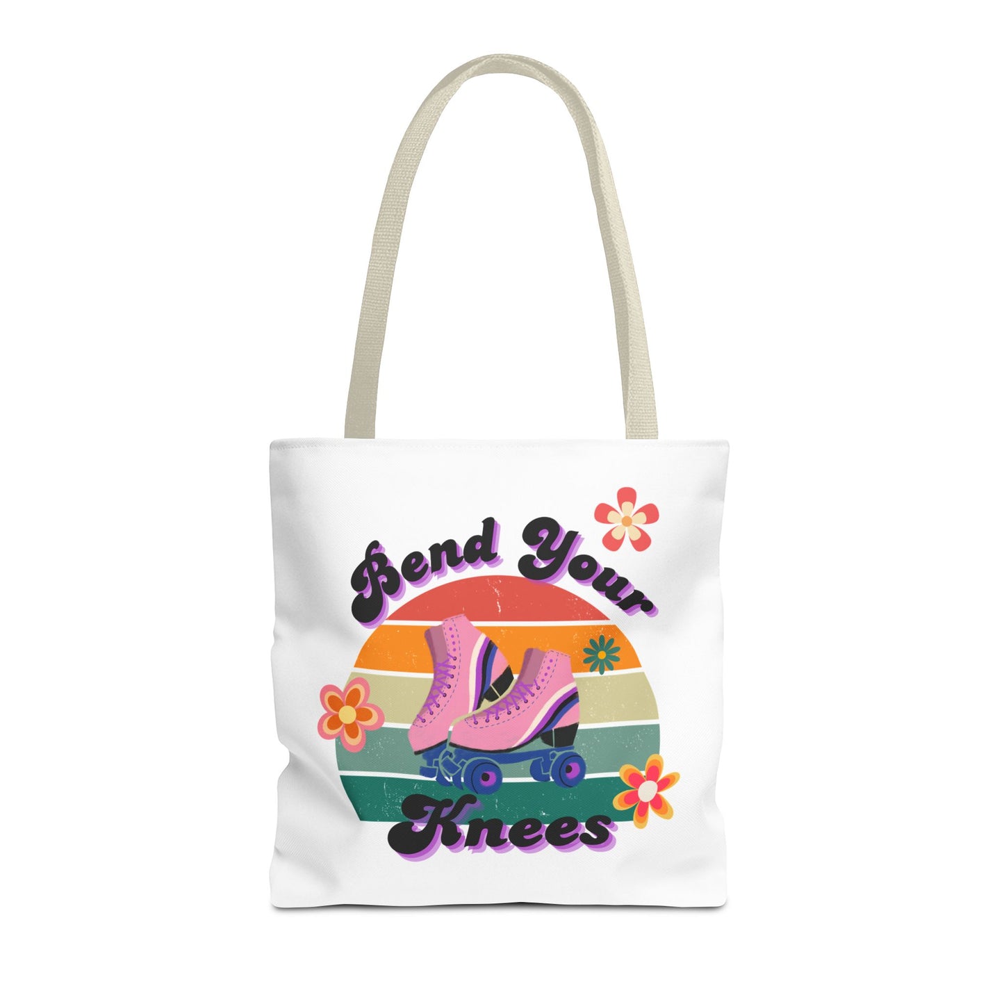 Unisex Retro Vibes Bend Your Knees Skate Day Tote Bag - White