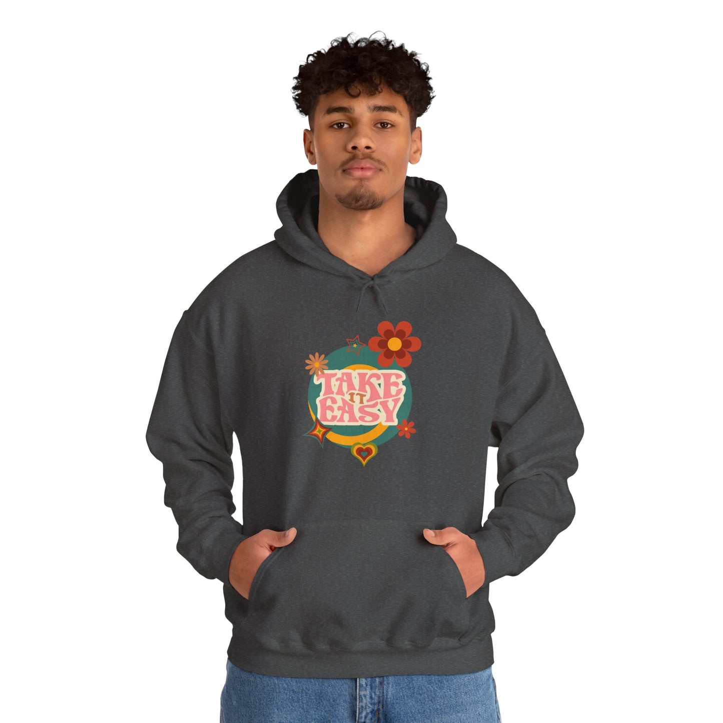 Unisex Heavy Blend™ Retro Vibes Take It Easy Hooded Sweatshirt
