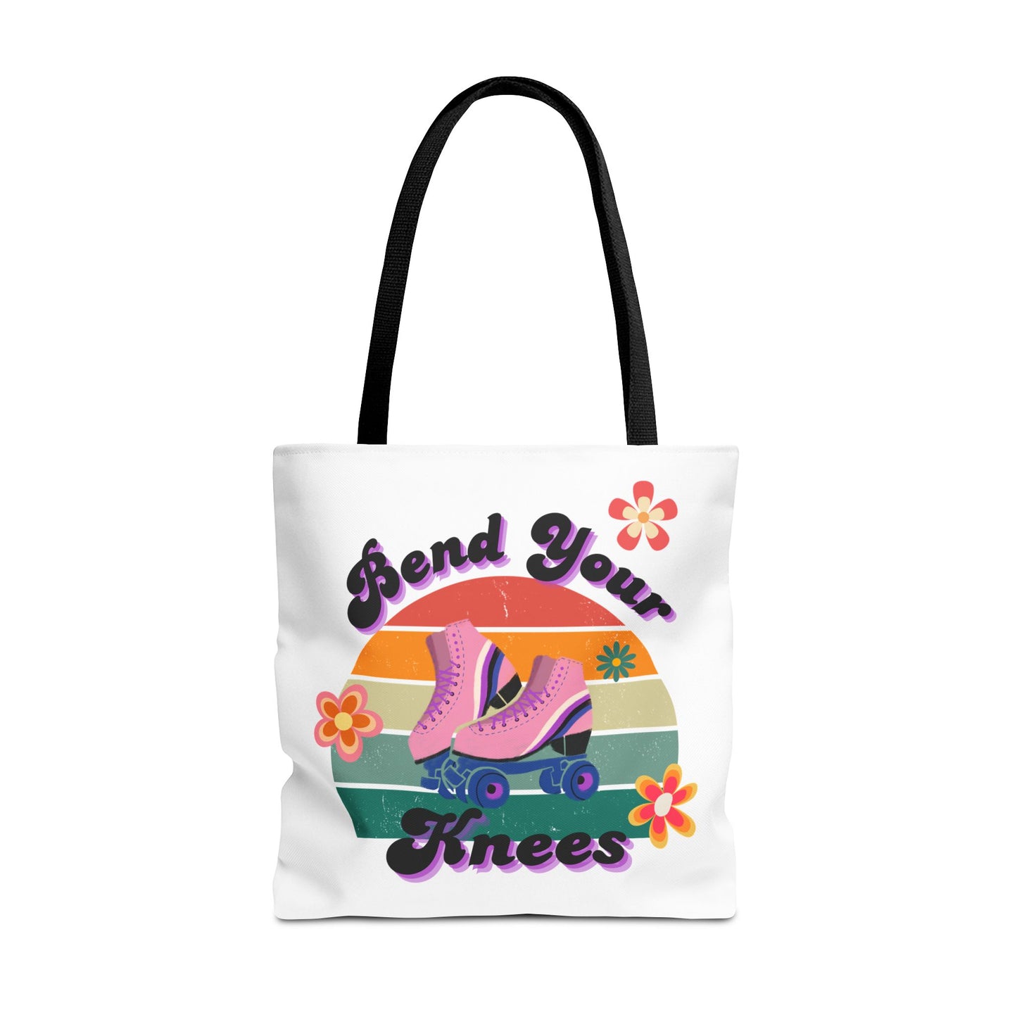 Unisex Retro Vibes Bend Your Knees Skate Day Tote Bag - White