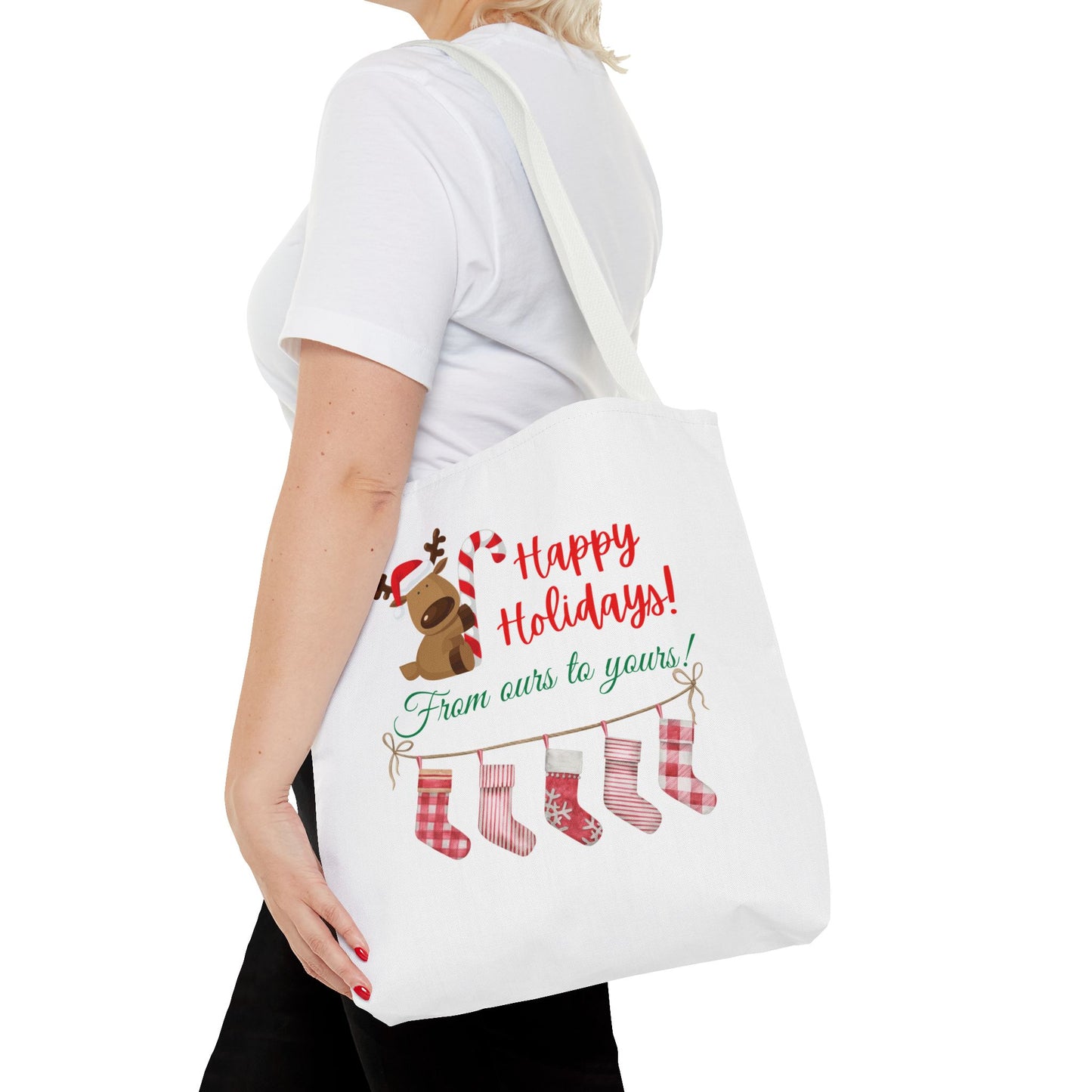 Unisex Happy Holidays From Ours To Yours Christmas Stockings and Dog Tote Bag