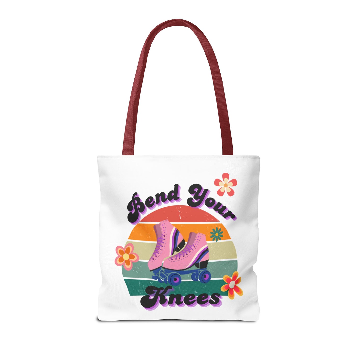 Unisex Retro Vibes Bend Your Knees Skate Day Tote Bag - White