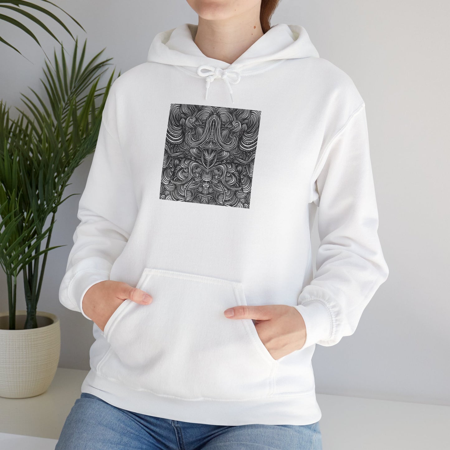 Unisex Heavy Blend™ Original Minimalist Line Art Full Size Hooded Sweatshirt - Liquid