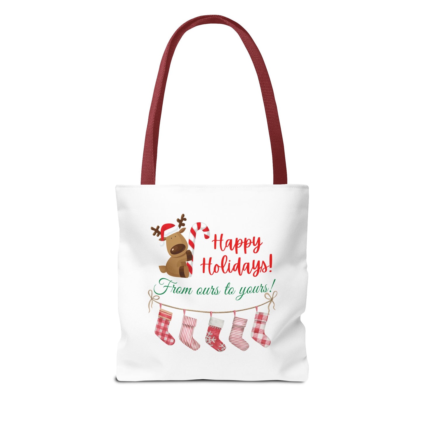 Unisex Happy Holidays From Ours To Yours Christmas Stockings and Dog Tote Bag