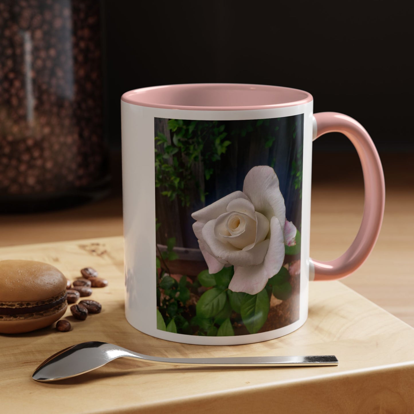 11oz/15oz Garden Themed White Sugar Moon Hybrid Tea Roses Coffee Mug