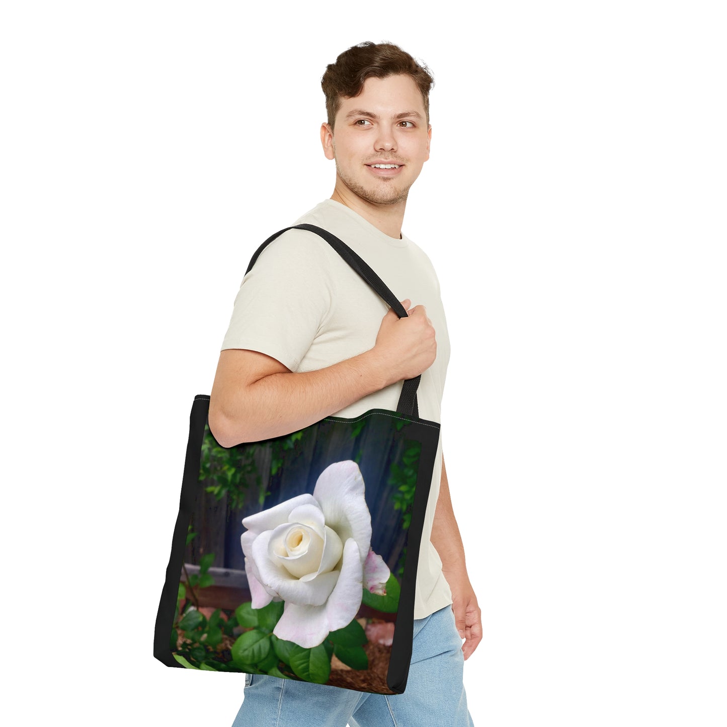 Unisex Sugar Moon Hybrid Tea White Rose Tote Bag