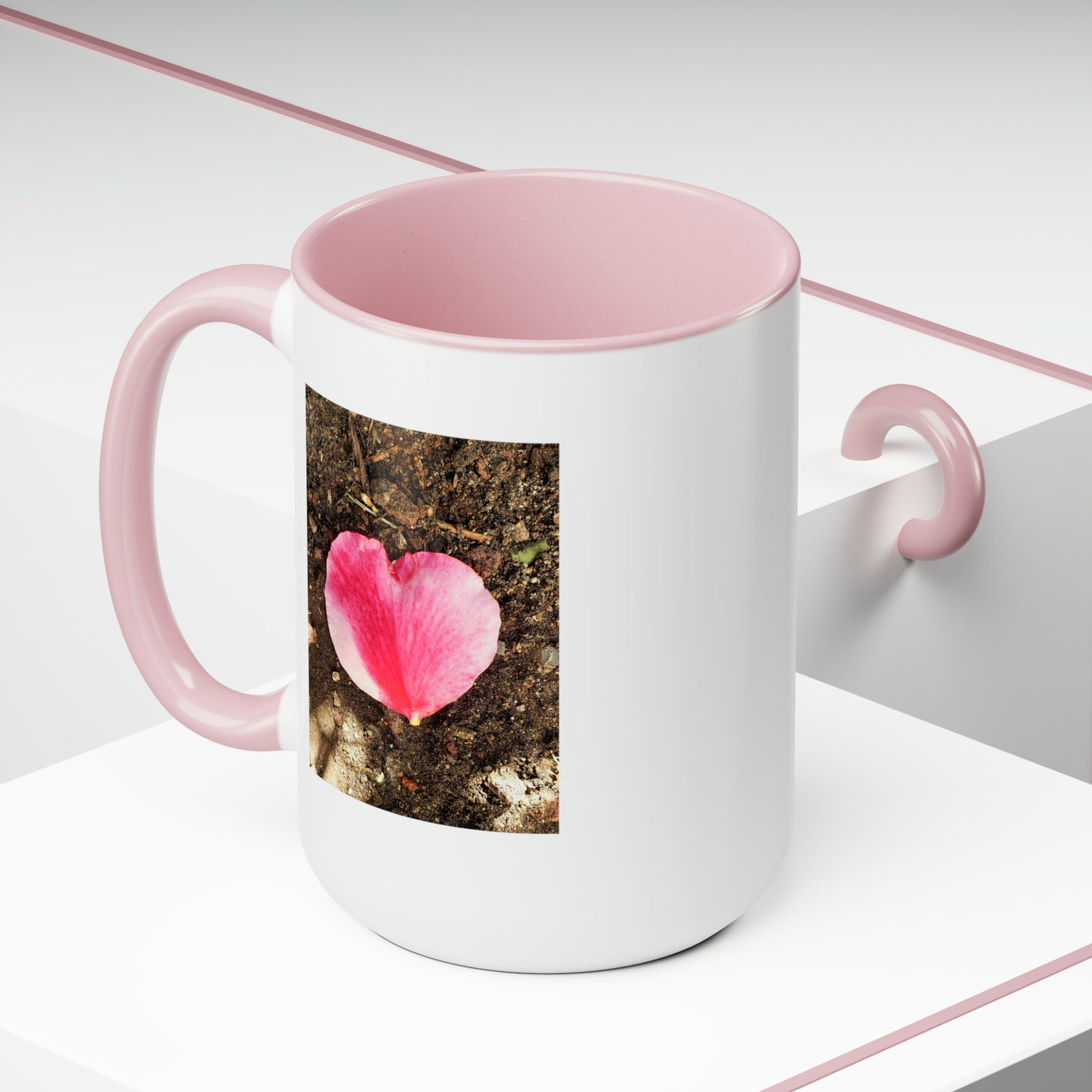 15oz Garden Themed Double Delight Heart Shaped Rose Petal Coffee Mug