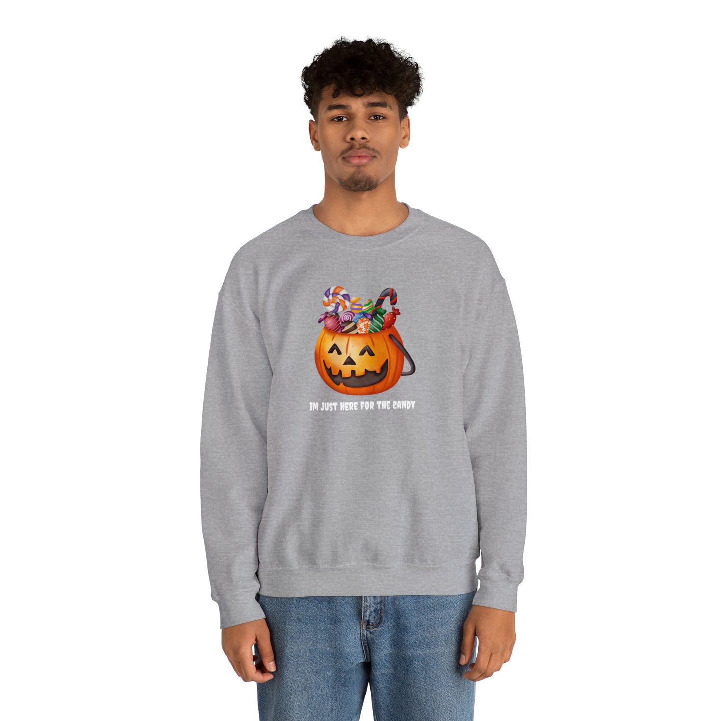 Unisex Im Just Here For The Candy Pumpkin Sweatshirt