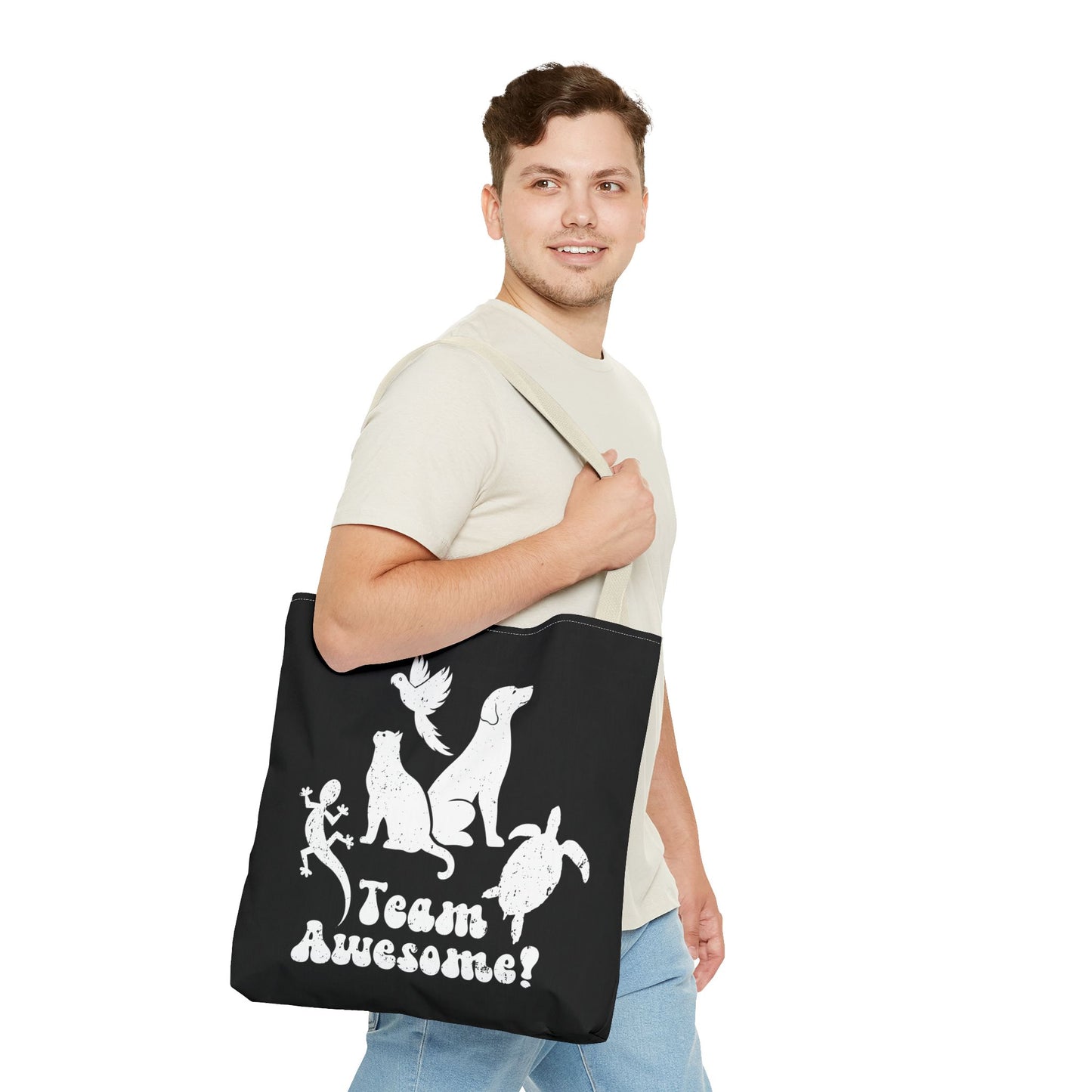 Unisex Animal Lover Lizard Cat Bird Dog Turtle Team Awesome Tote Bag