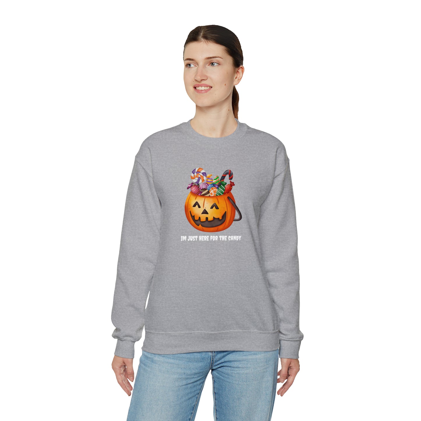 Unisex Im Just Here For The Candy Pumpkin Sweatshirt