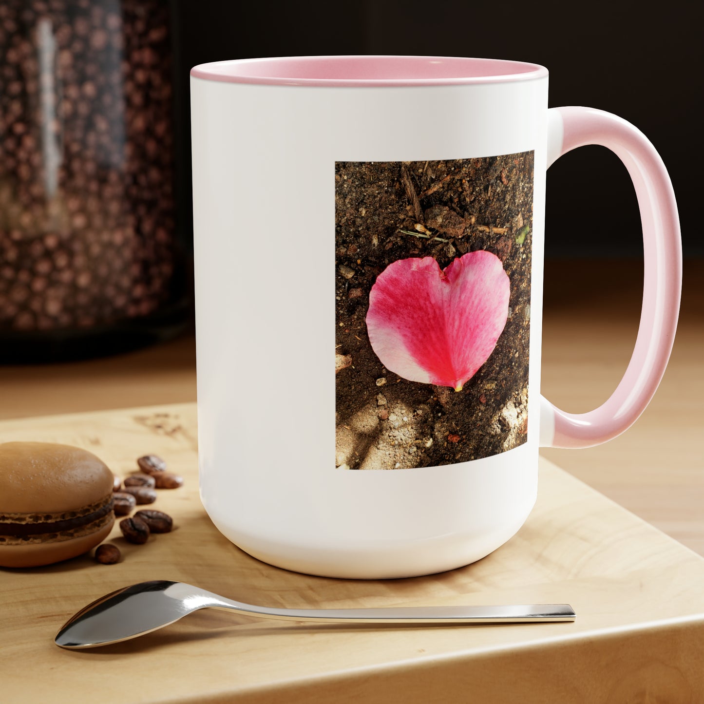 15oz Garden Themed Double Delight Heart Shaped Rose Petal Coffee Mug