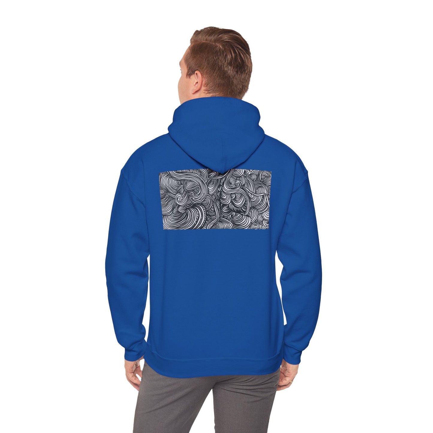 Unisex Heavy Blend™ Original Minimalist Line Art Midsize Print Hooded Sweatshirt - Liquid