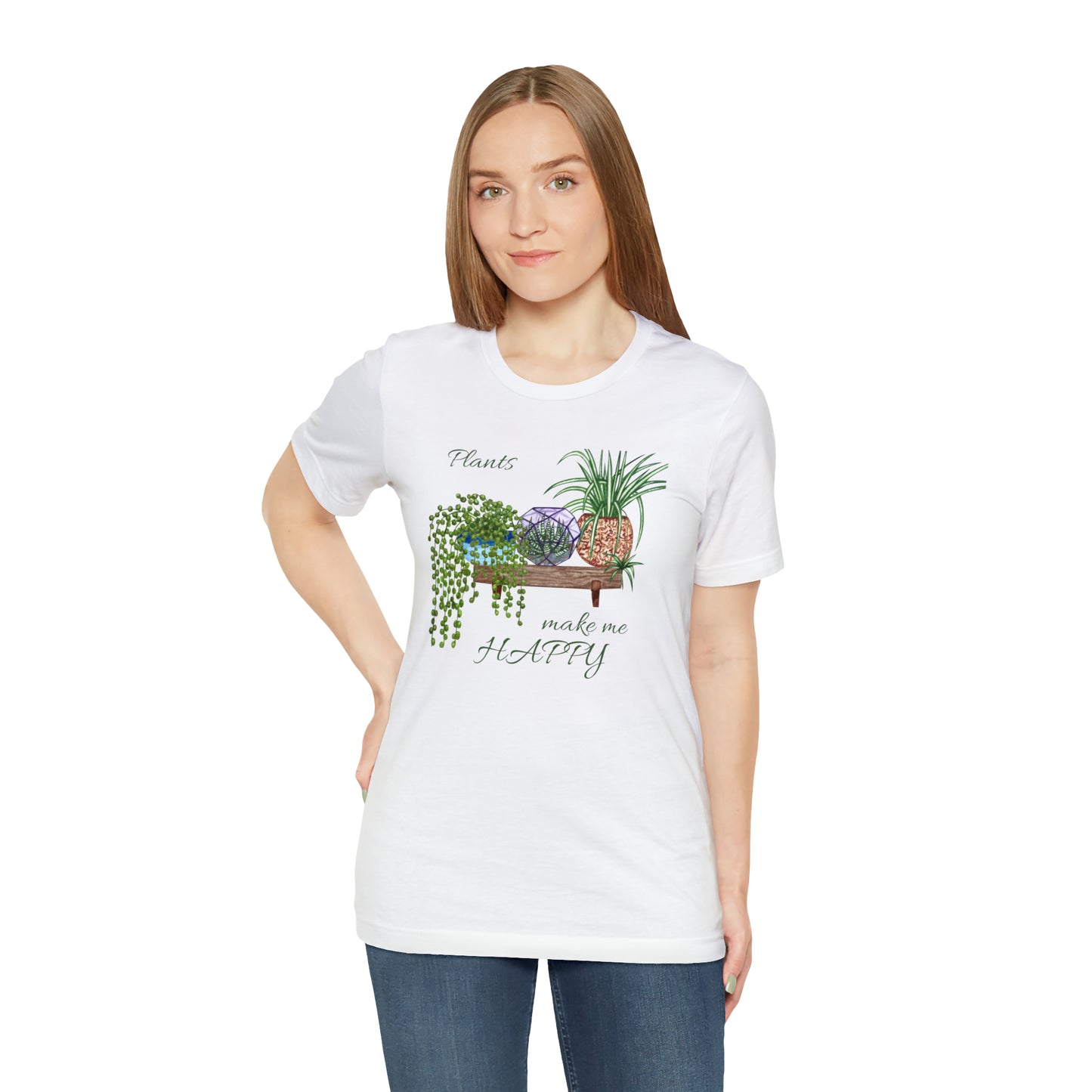 Unisex Garden Themed Plants Make Me Happy T-Shirt