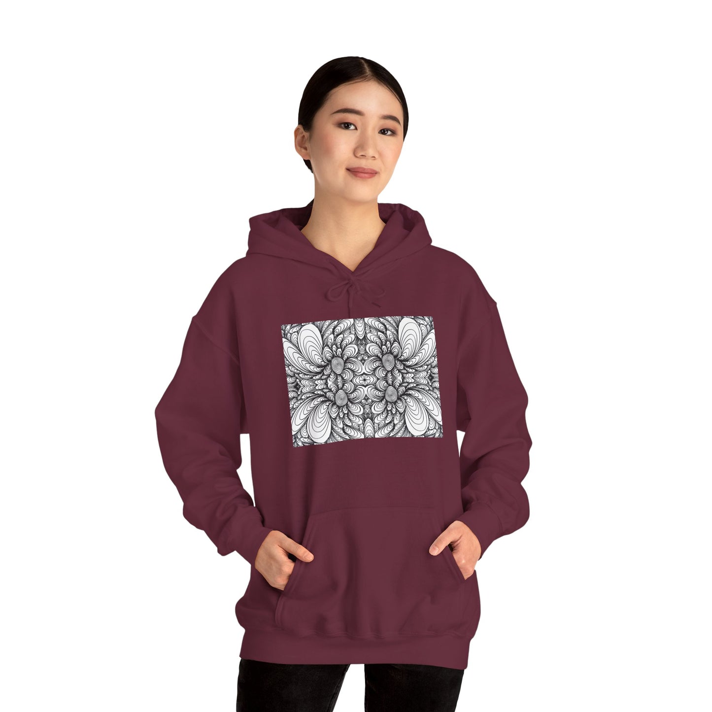 Unisex Heavy Blend™ Original Minimalist Healing Line Art Hooded Sweatshirt - Blooms