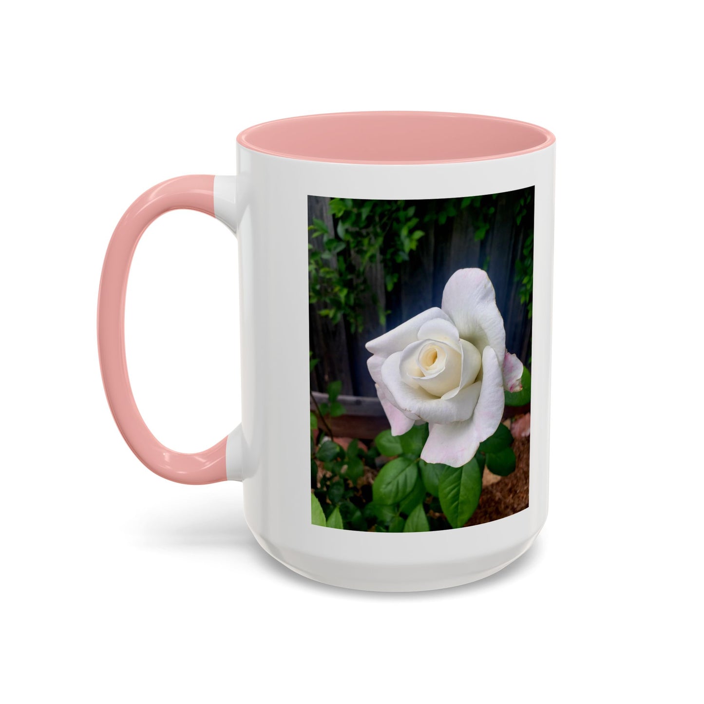 11oz/15oz Garden Themed White Sugar Moon Hybrid Tea Roses Coffee Mug