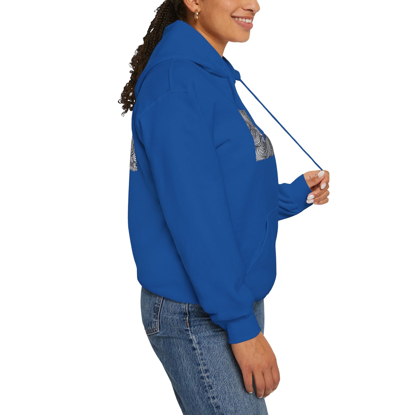 Unisex Heavy Blend™ Original Minimalist Line Art Midsize Print Hooded Sweatshirt - Liquid