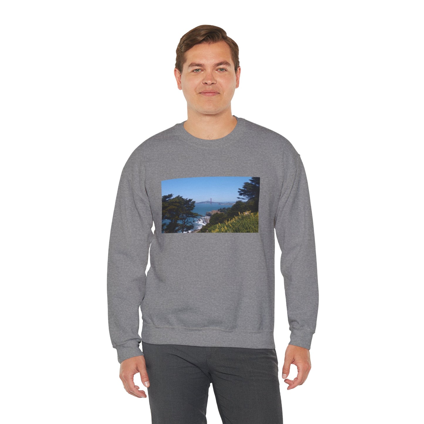 Unisex Travel Sweater, Scenic Lookout, El Camino Del Mar, San Francisco, California, Golden Gate Bridge, Vista, Ocean Views, Beautiful Blue