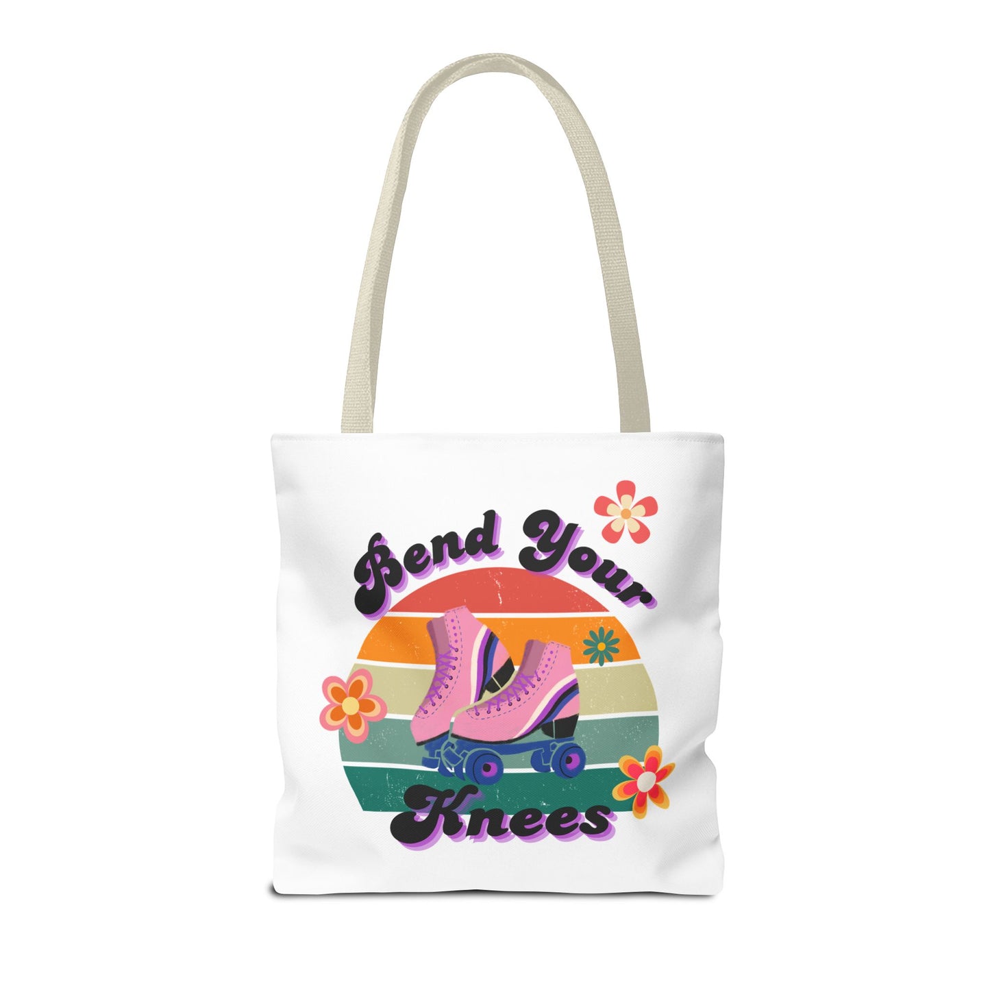 Unisex Retro Vibes Bend Your Knees Skate Day Tote Bag - White