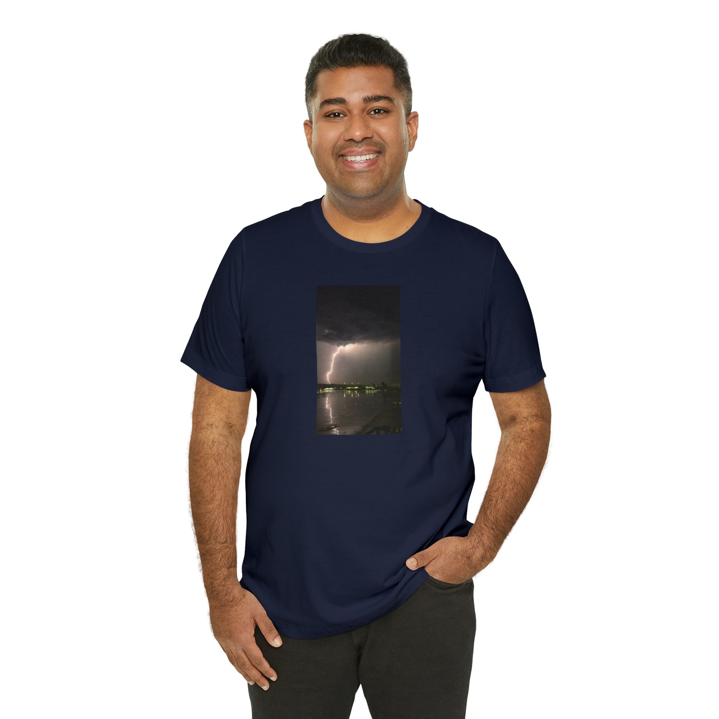 Unisex Lightning Bolt T-Shirt Rough Photo Print Caught Outisde