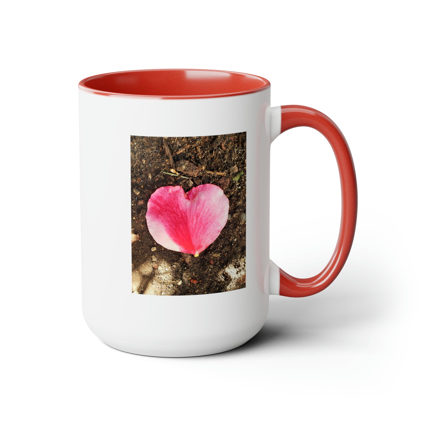 15oz Garden Themed Double Delight Heart Shaped Rose Petal Coffee Mug