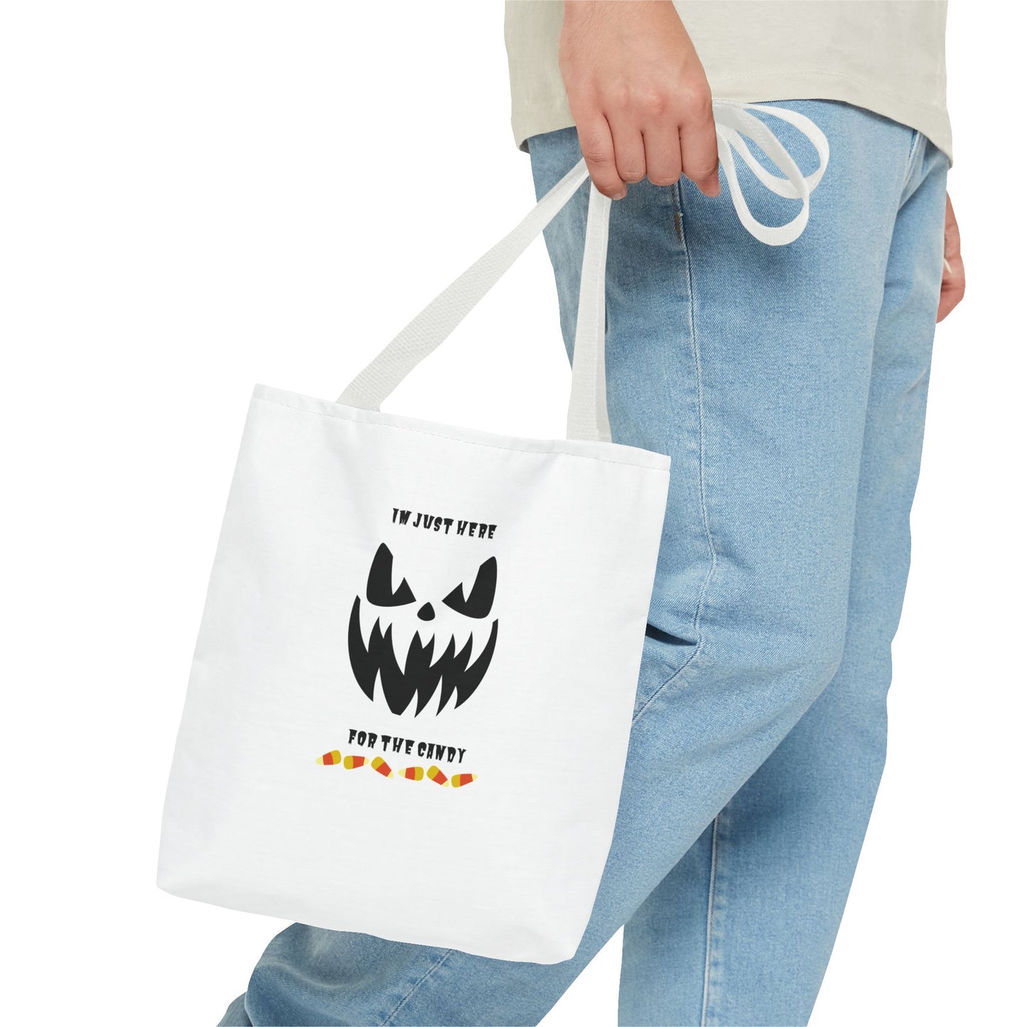 Halloween Candy Corn Scary Face Tote Spooky Season Trick or Treating Candy Bag Reusable Lunch Tote