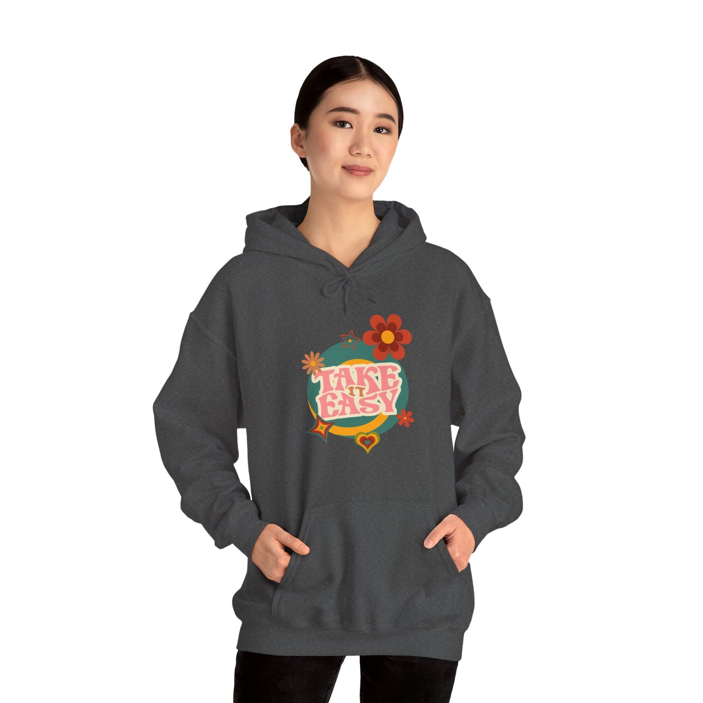 Unisex Heavy Blend™ Retro Vibes Take It Easy Hooded Sweatshirt