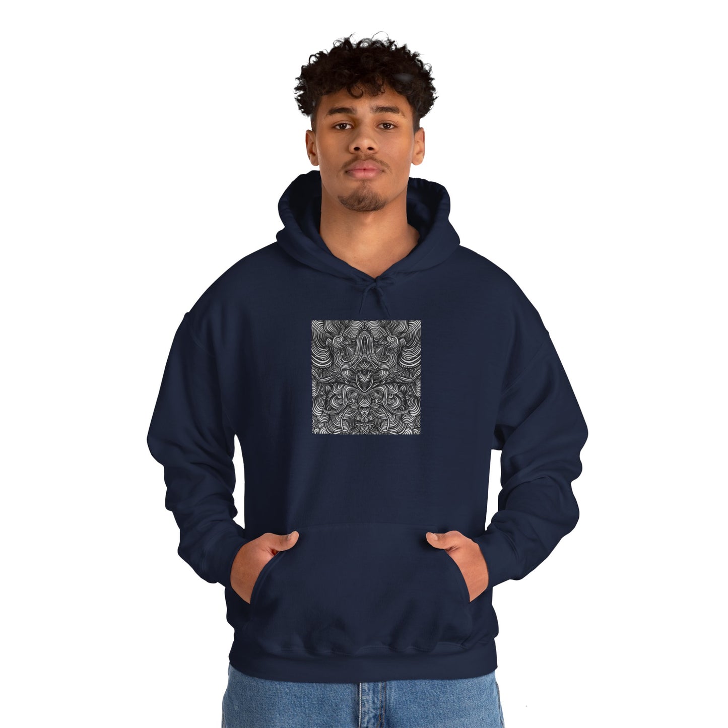 Unisex Heavy Blend™ Original Minimalist Line Art Full Size Hooded Sweatshirt - Liquid