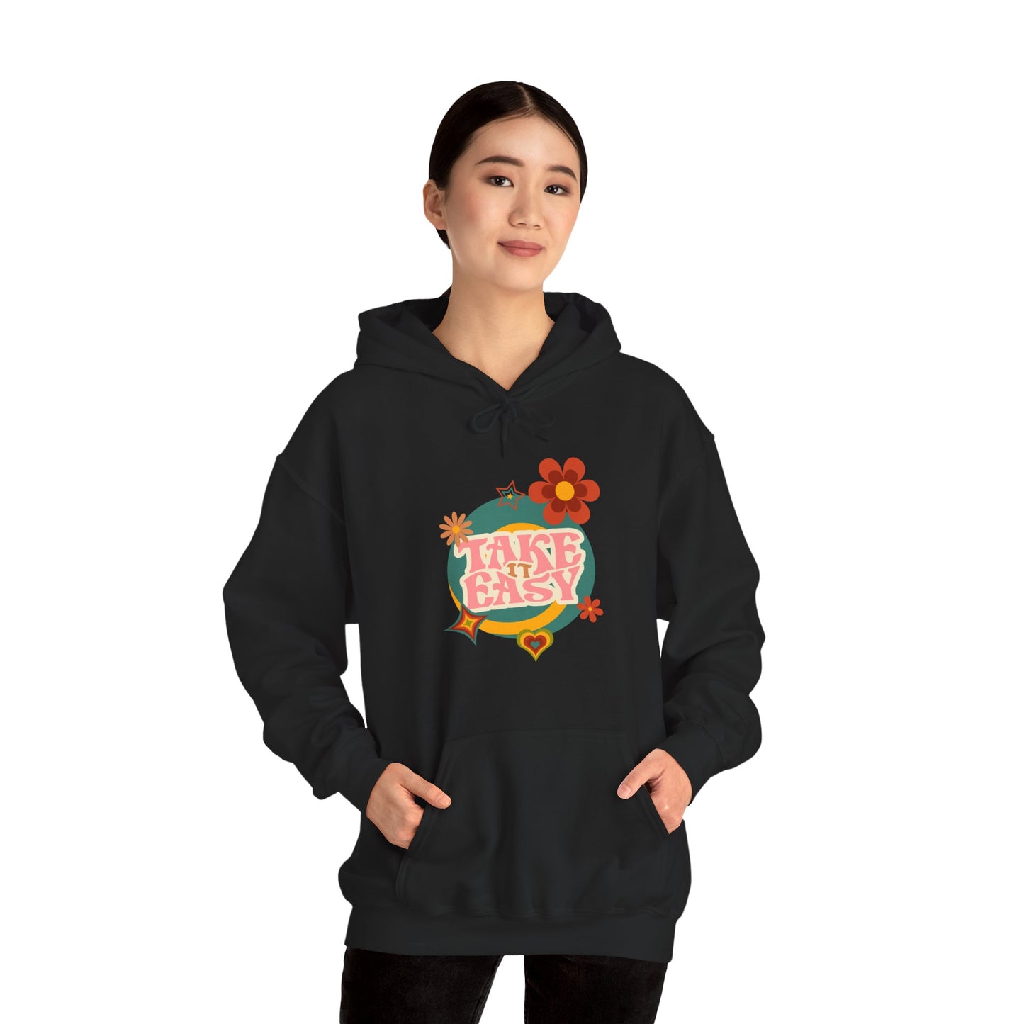 Unisex Heavy Blend™ Retro Vibes Take It Easy Hooded Sweatshirt