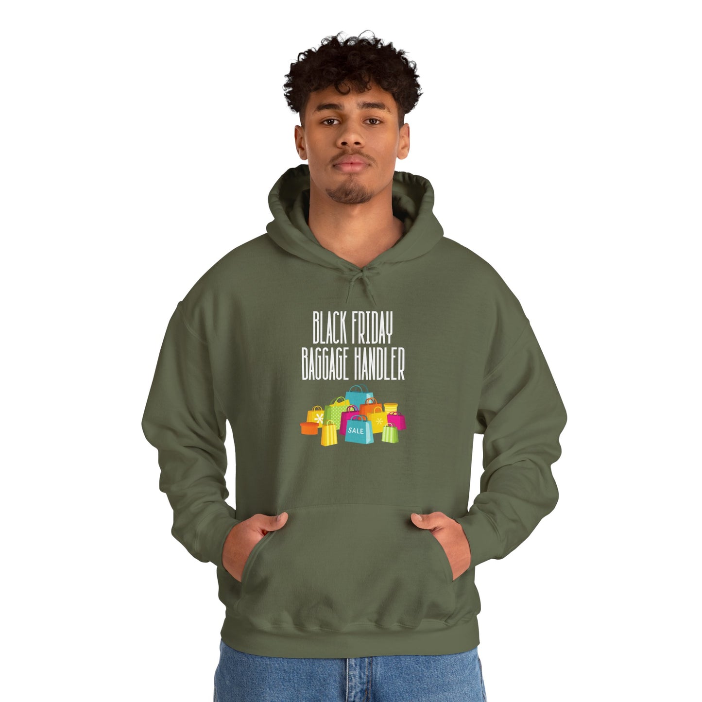 Unisex Heavy Blend™ Black Friday Christmas Sales Baggage Handler Shopping Sales Hooded Sweatshirt