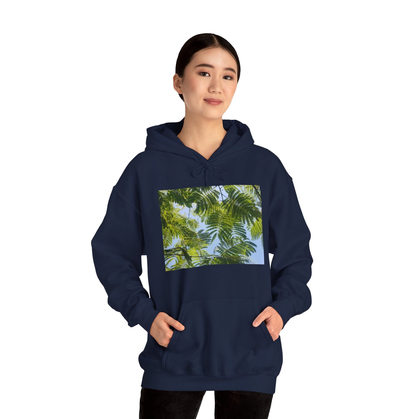 Unisex Heavy Blend™ Original Print Silk Canopy Crewneck Hooded Sweatshirt