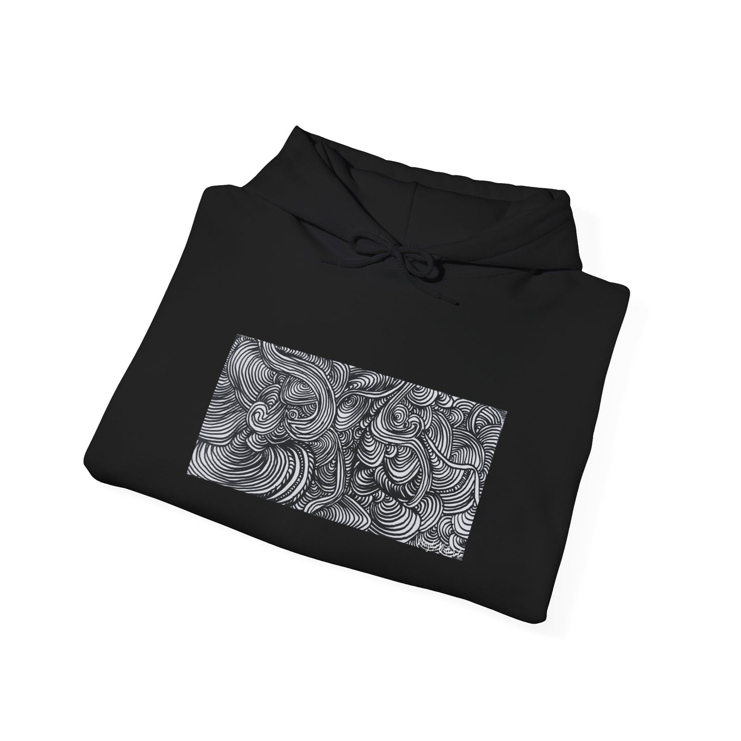 Unisex Heavy Blend™ Original Minimalist Line Art Midsize Print Hooded Sweatshirt - Liquid