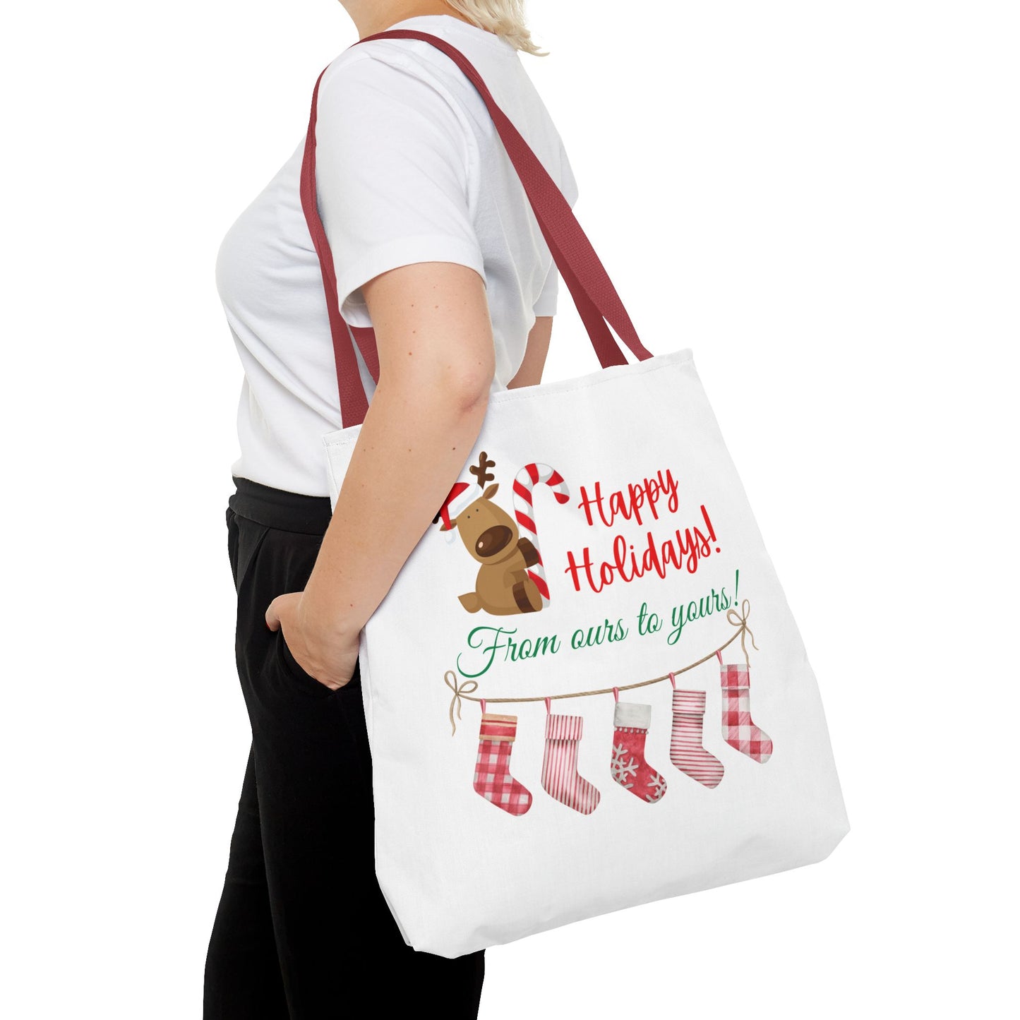 Unisex Happy Holidays From Ours To Yours Christmas Stockings and Dog Tote Bag