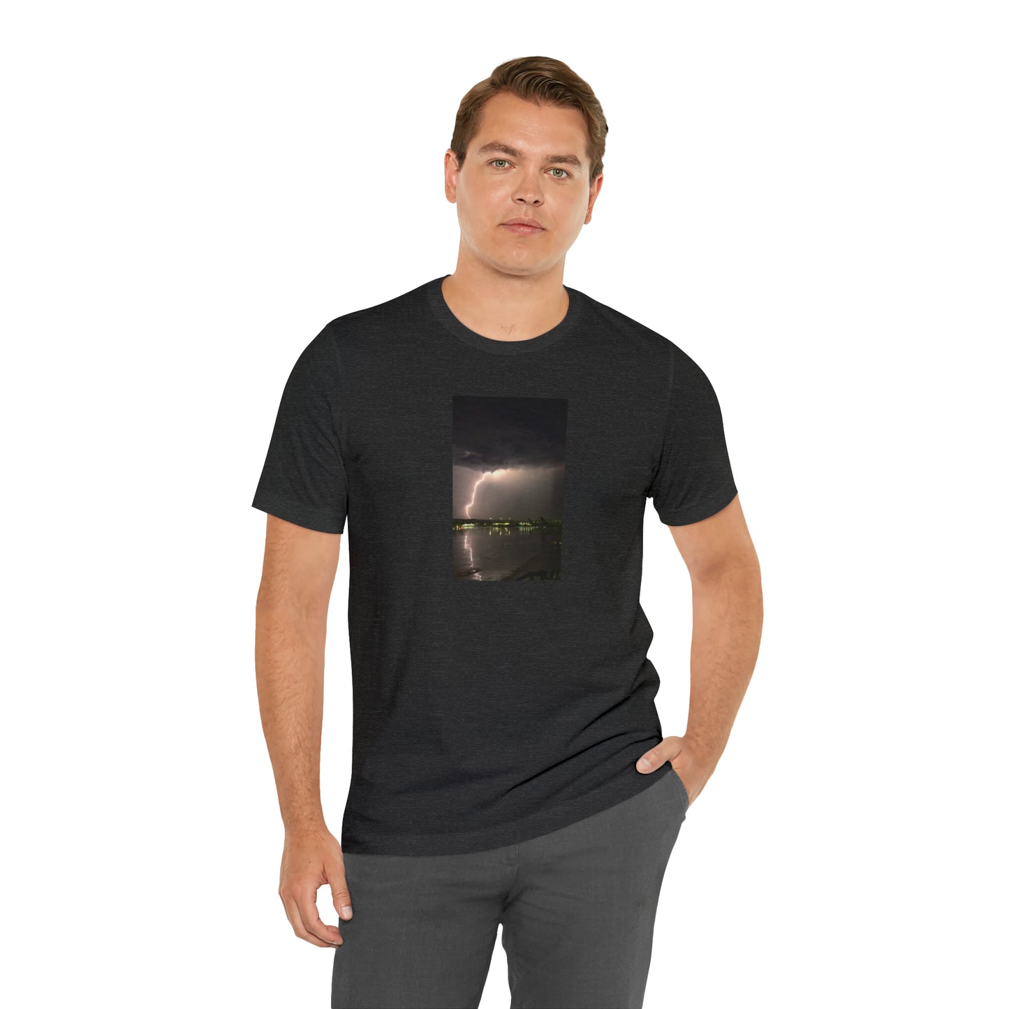 Unisex Lightning Bolt T-Shirt Rough Photo Print Caught Outisde