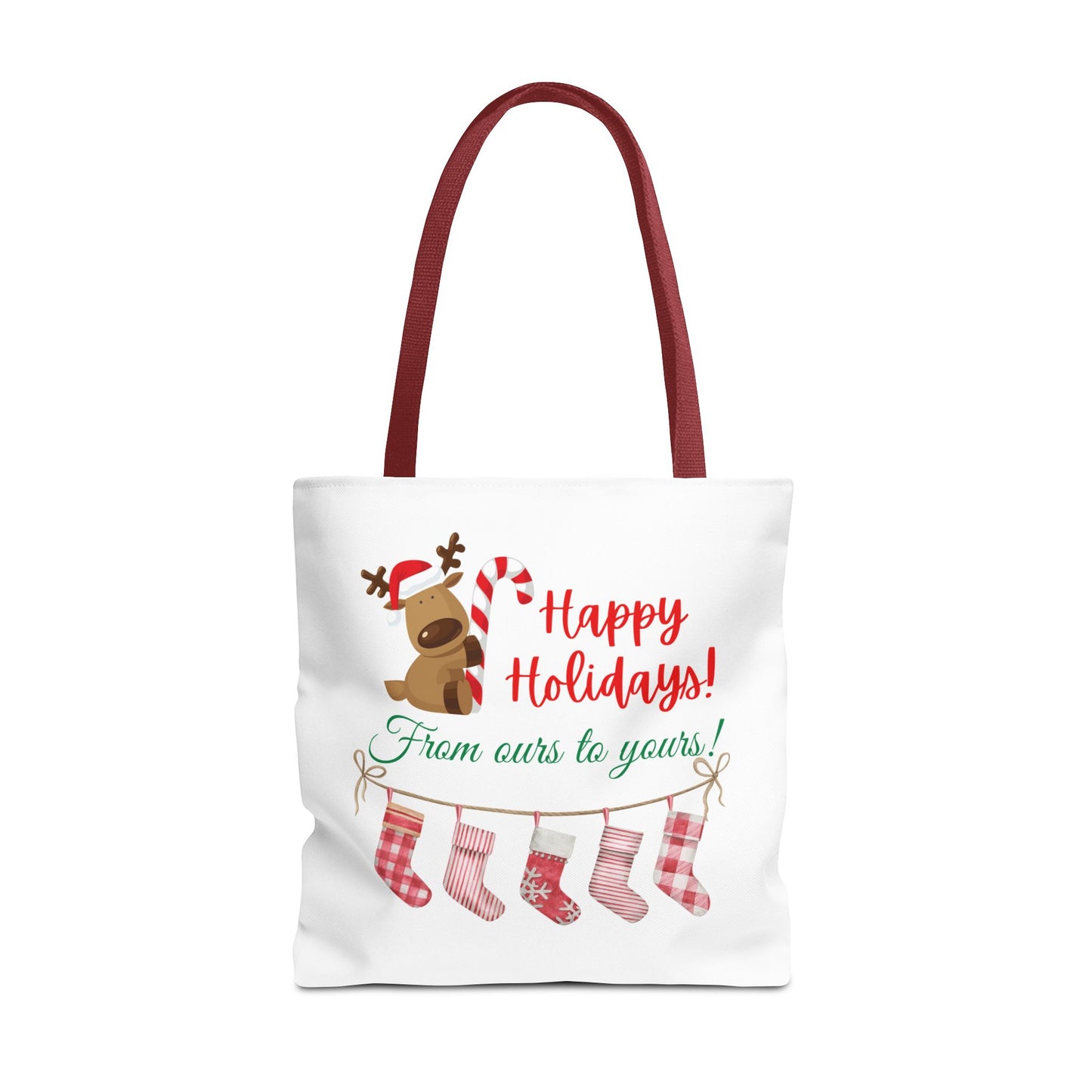 Unisex Happy Holidays From Ours To Yours Christmas Stockings and Dog Tote Bag