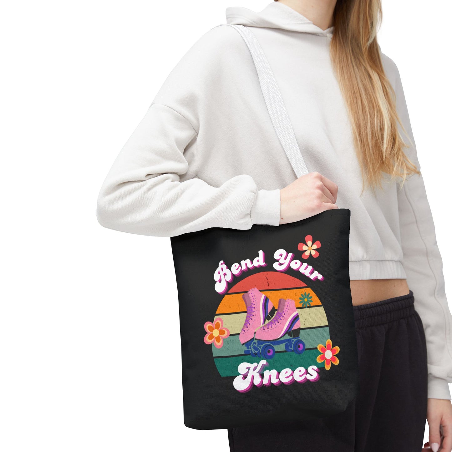 Unisex Retro Vibes Bend Your Knees Skate Day Tote Bag