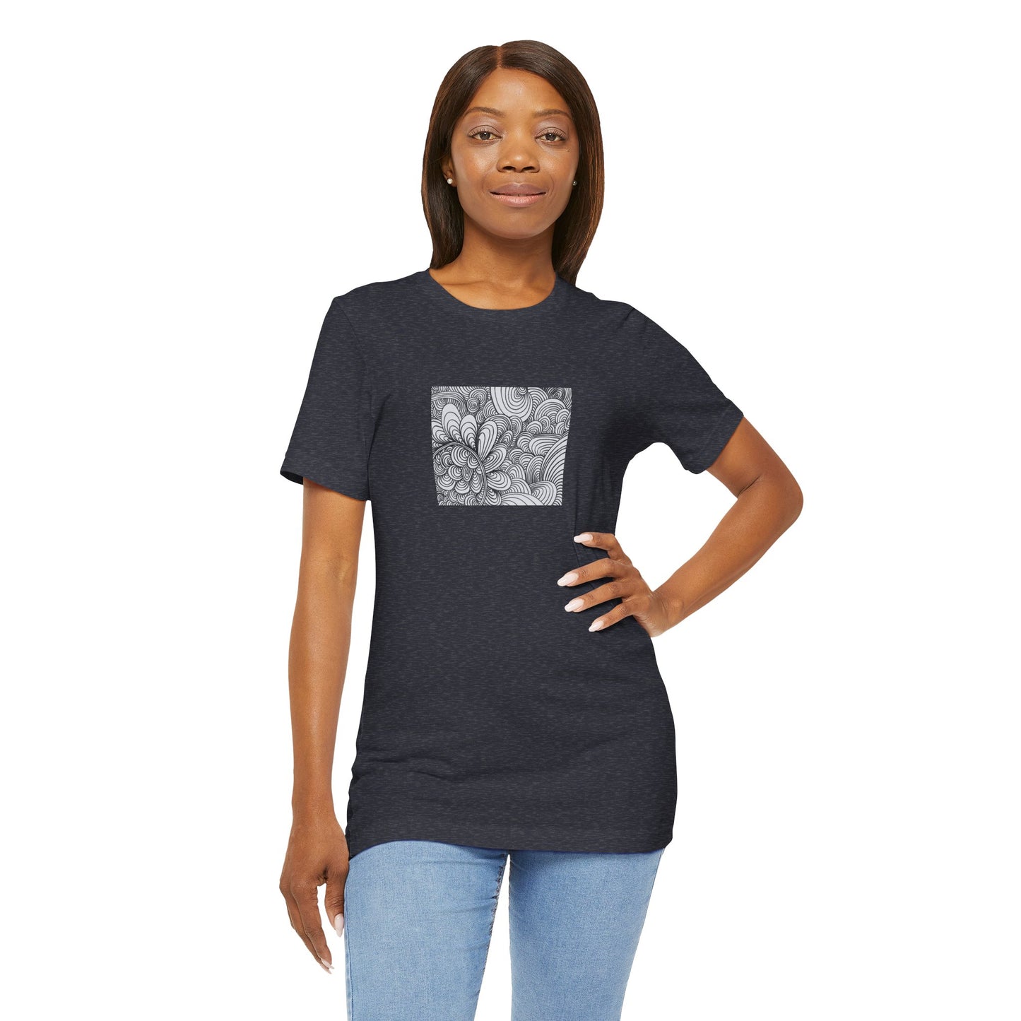 Unisex Original Healing Mesmerizing Line Art T-Shirt - Apricots Noir
