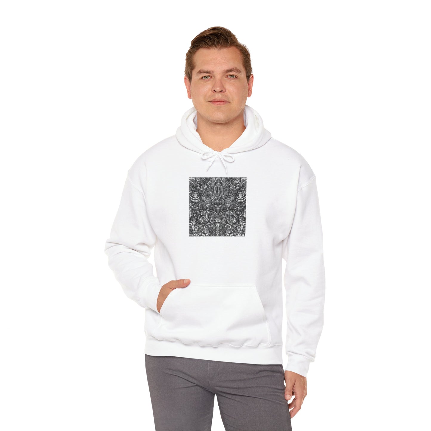 Unisex Heavy Blend™ Original Minimalist Line Art Full Size Hooded Sweatshirt - Liquid