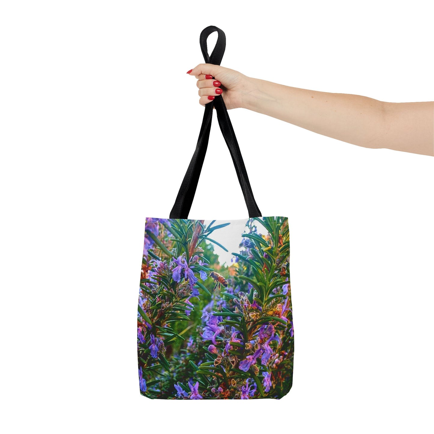 Garden Themed Bee and Rosemary Tote Bag