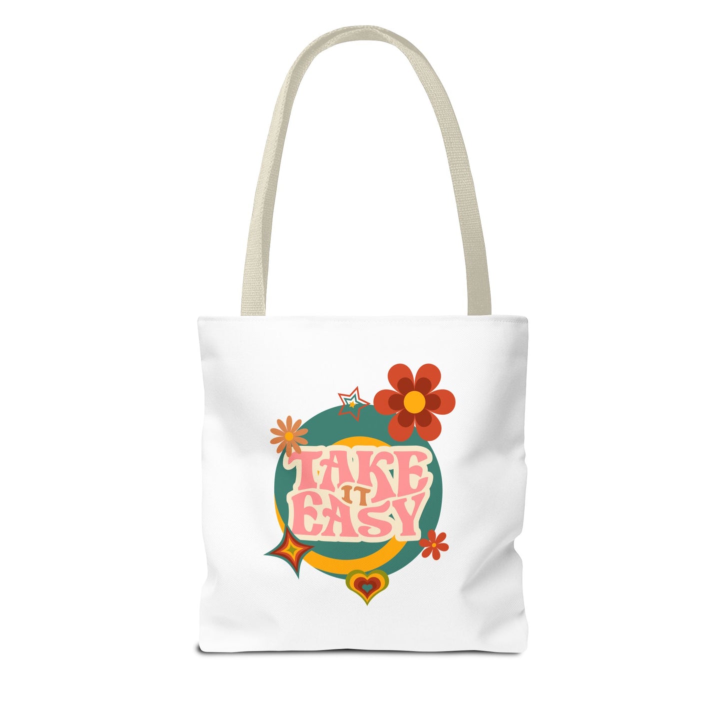 Unisex Retro Vibes Take It Easy Reusable Grocery Tote Bag