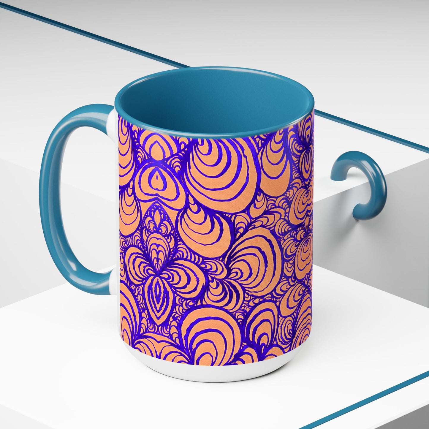 15oz Original Line Art Coffee Mug - Puzzle Panels 1 Color Pop Run