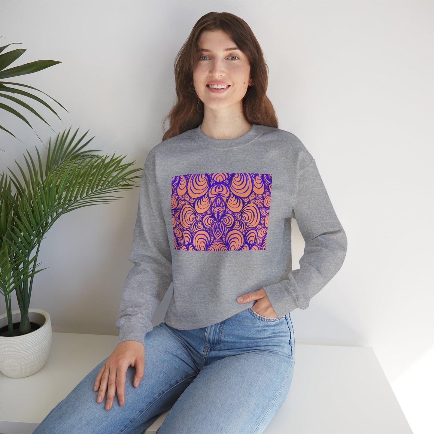 Unisex Original Line Art Sweatshirt - Puzzle Panels 1 Color Pop Run