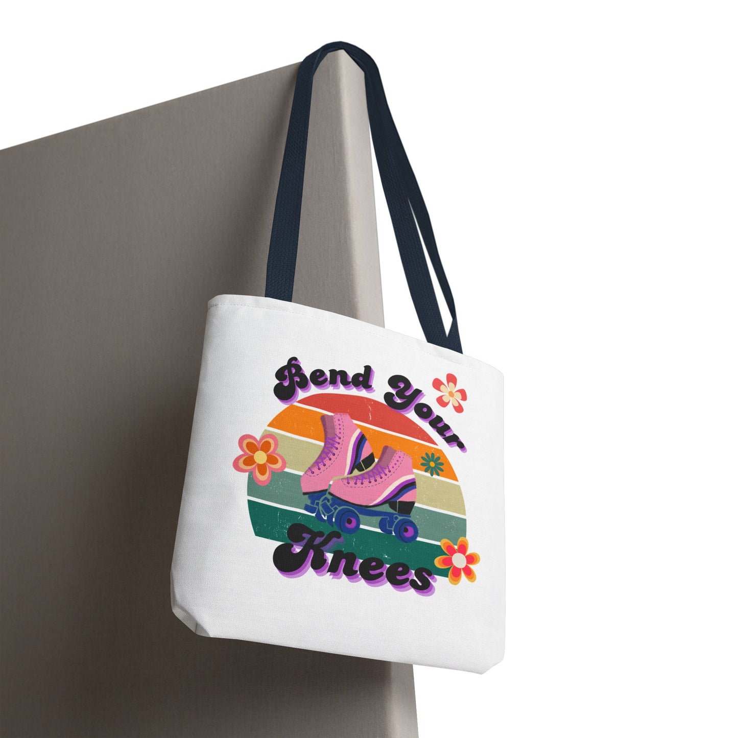 Unisex Retro Vibes Bend Your Knees Skate Day Tote Bag - White