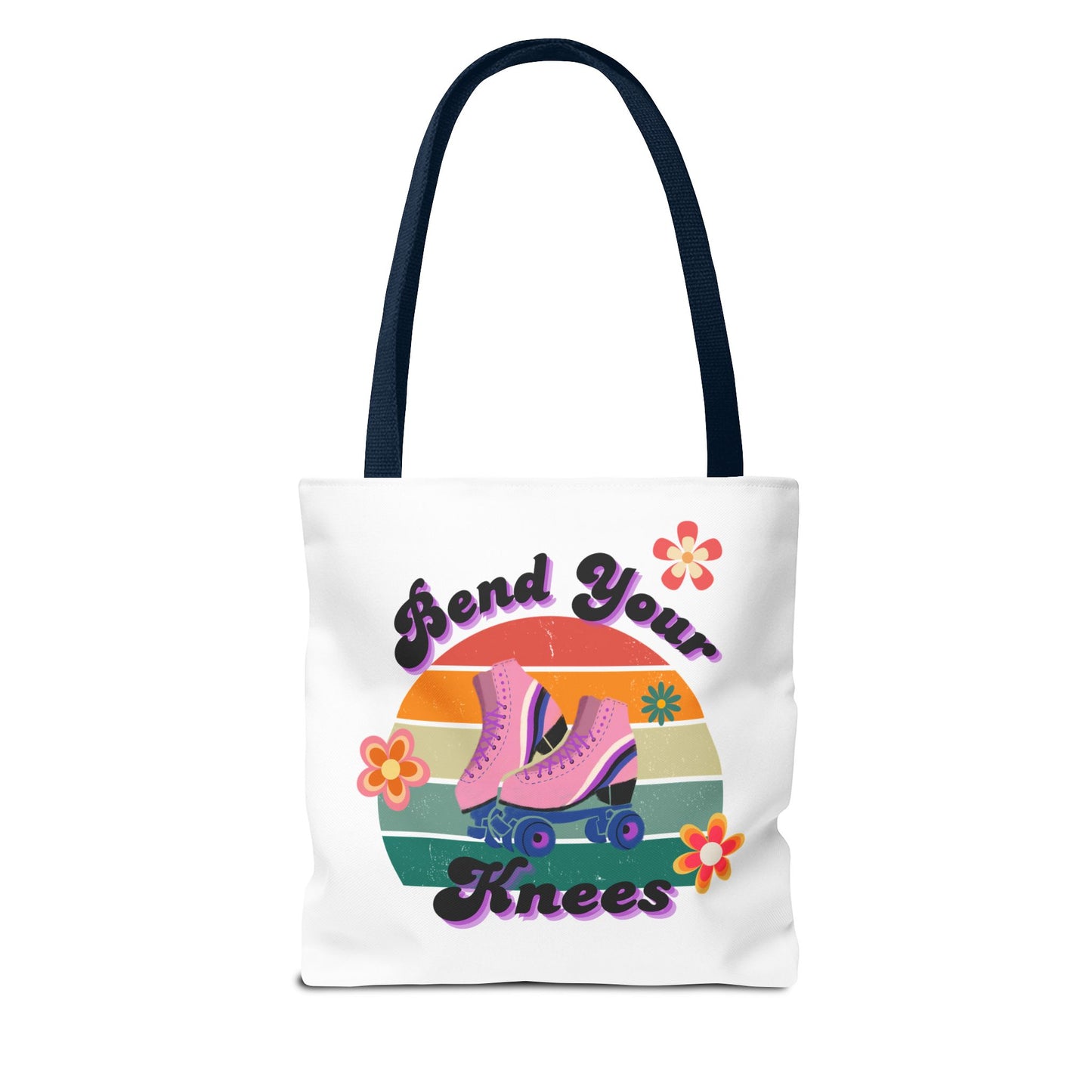 Unisex Retro Vibes Bend Your Knees Skate Day Tote Bag - White