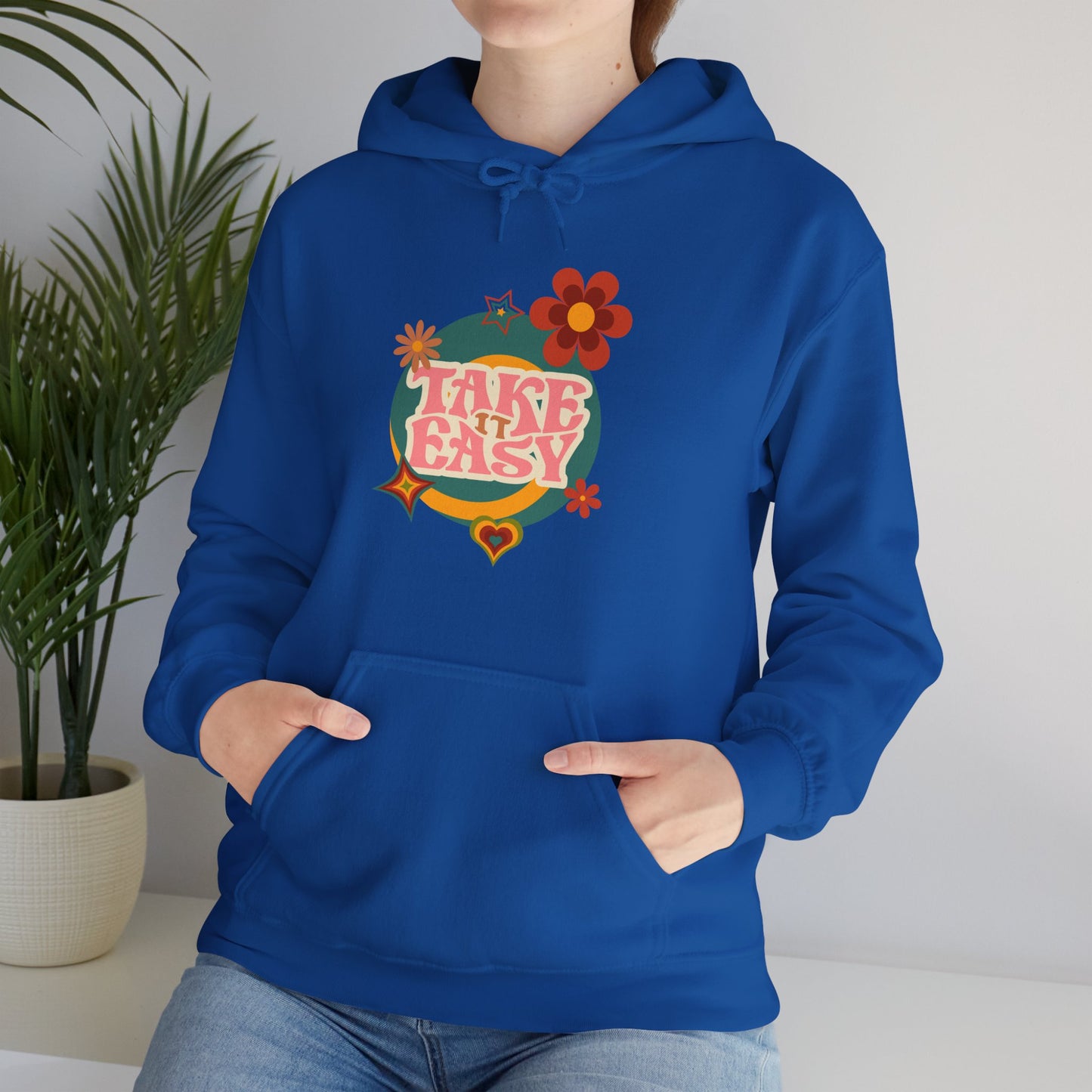 Unisex Heavy Blend™ Retro Vibes Take It Easy Hooded Sweatshirt
