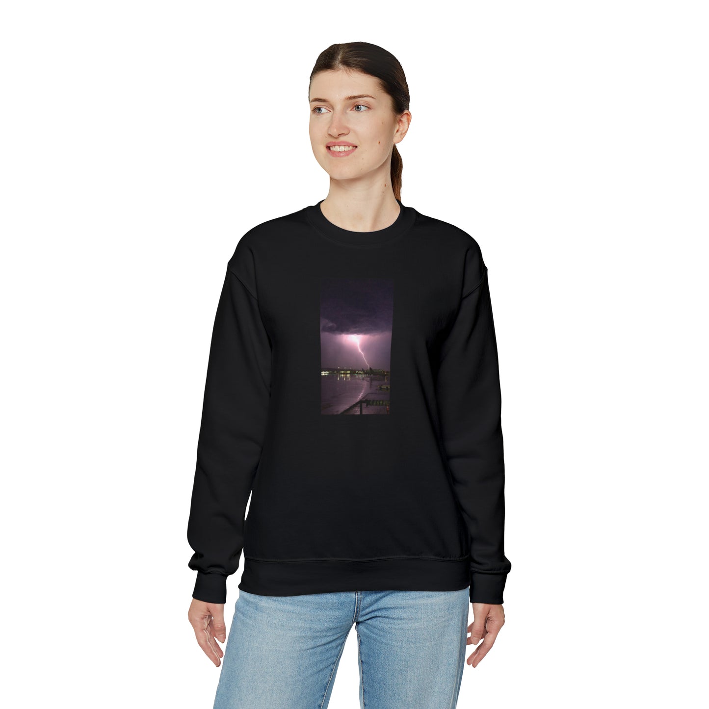 Unisex Lightning Bolt Printed Sweatshirt Caught Out in The Rain