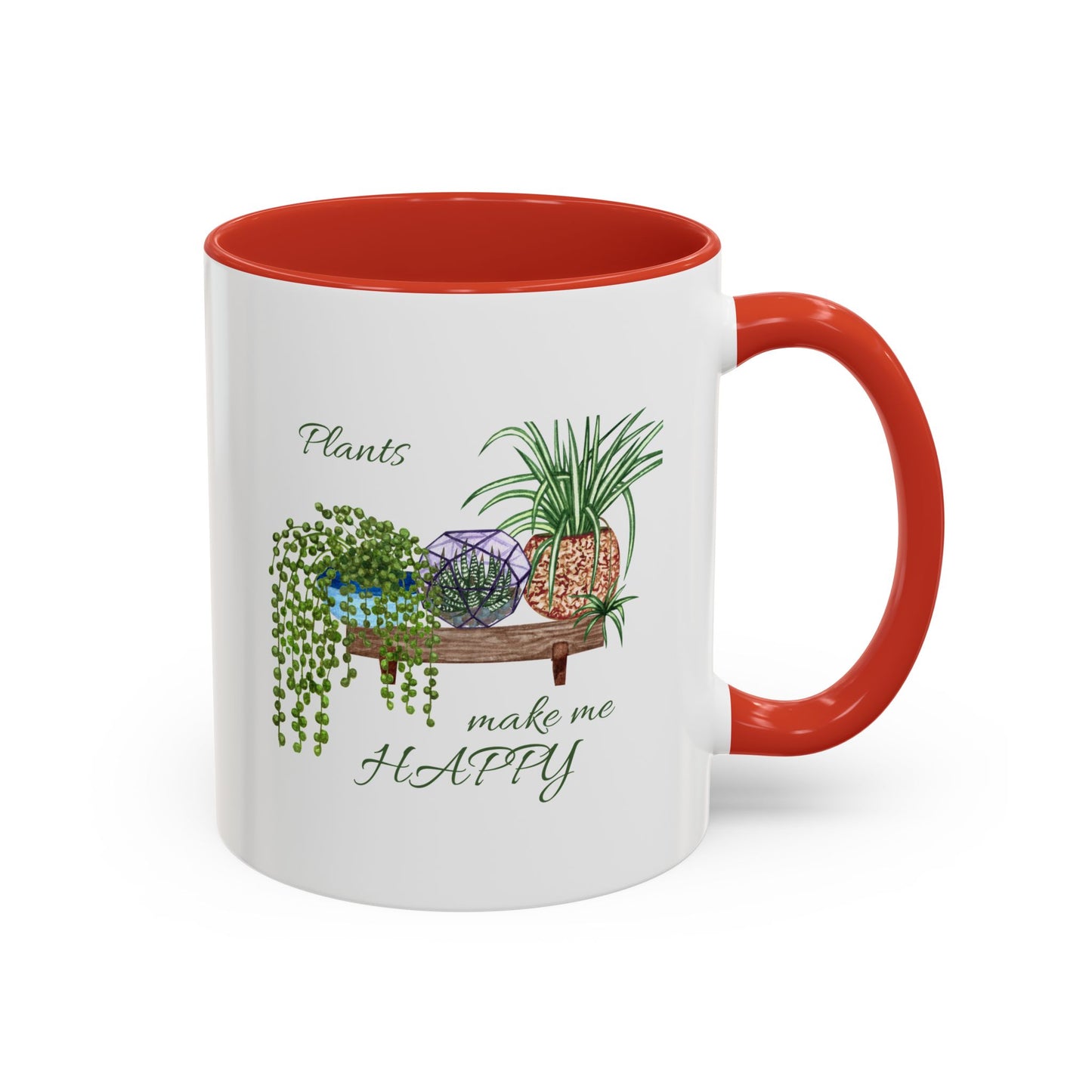 11oz Garden Themed Plants Make Me Happy Two Tone Coffee Mug