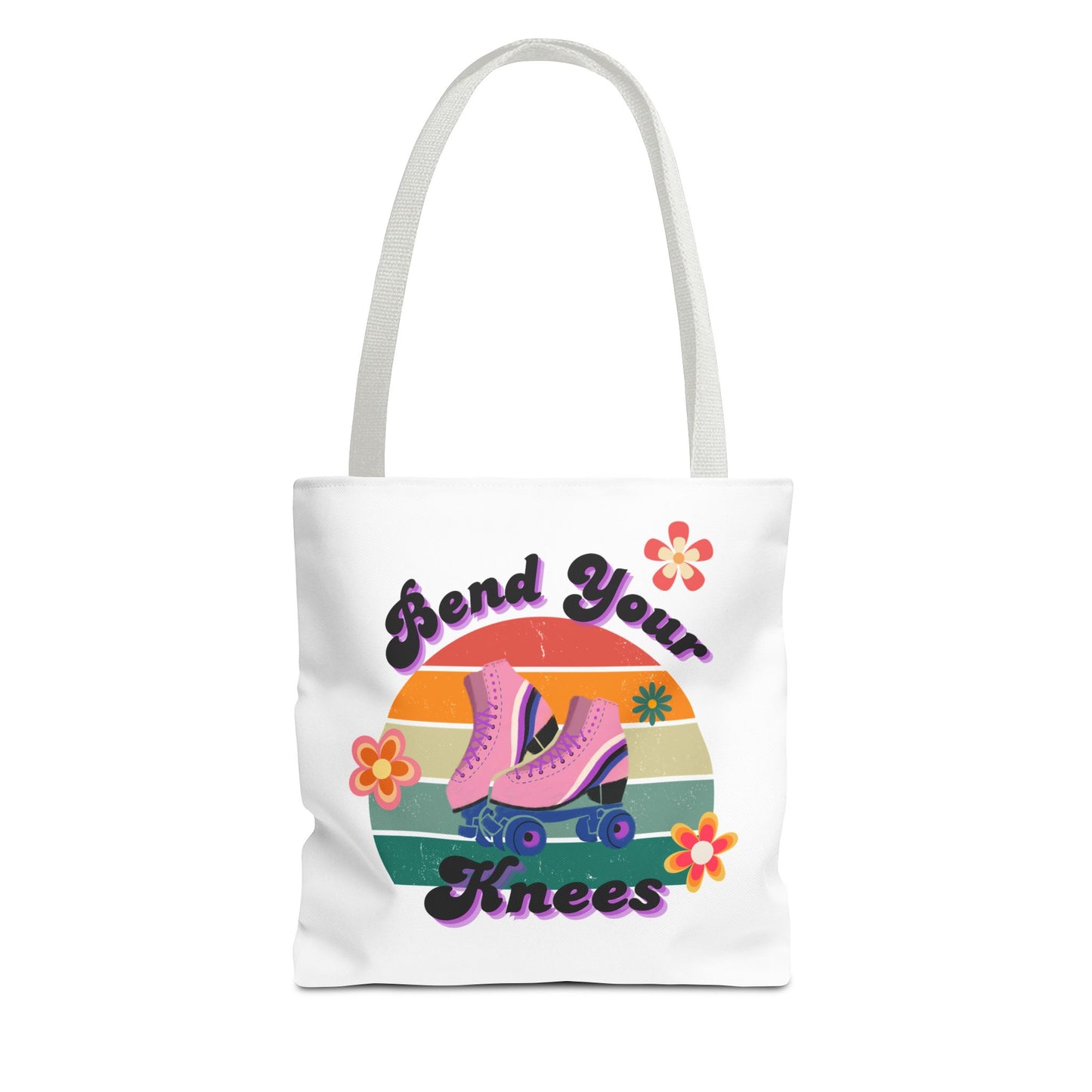 Unisex Retro Vibes Bend Your Knees Skate Day Tote Bag - White