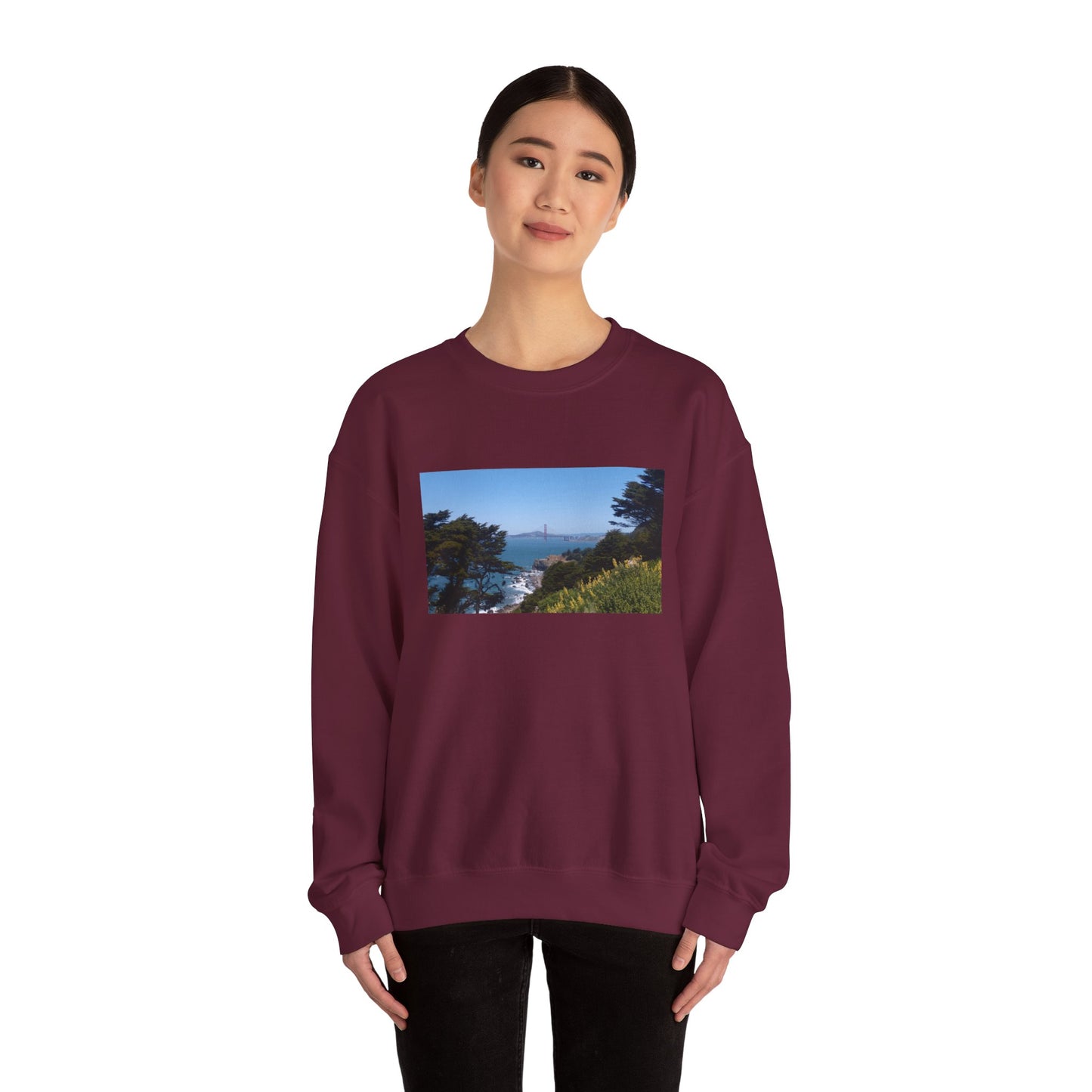 Unisex Travel Sweater, Scenic Lookout, El Camino Del Mar, San Francisco, California, Golden Gate Bridge, Vista, Ocean Views, Beautiful Blue