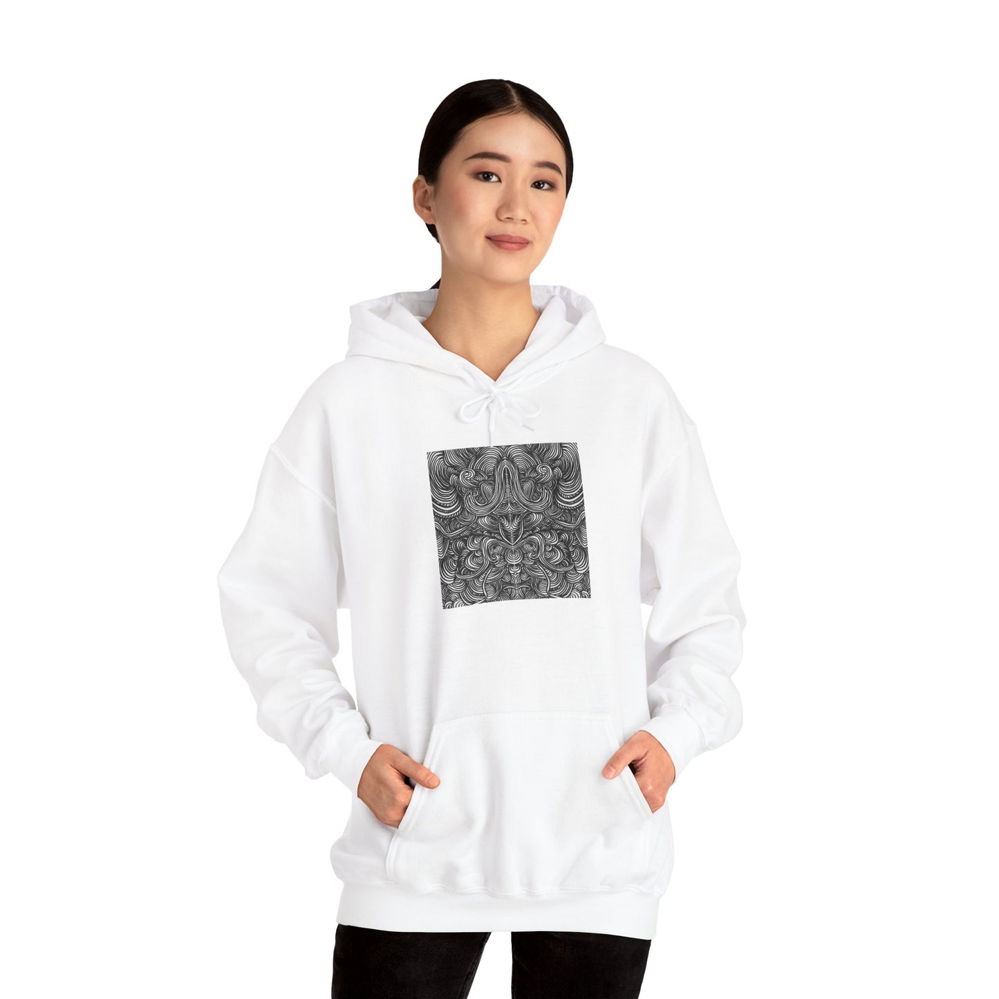 Unisex Heavy Blend™ Original Minimalist Line Art Full Size Hooded Sweatshirt - Liquid