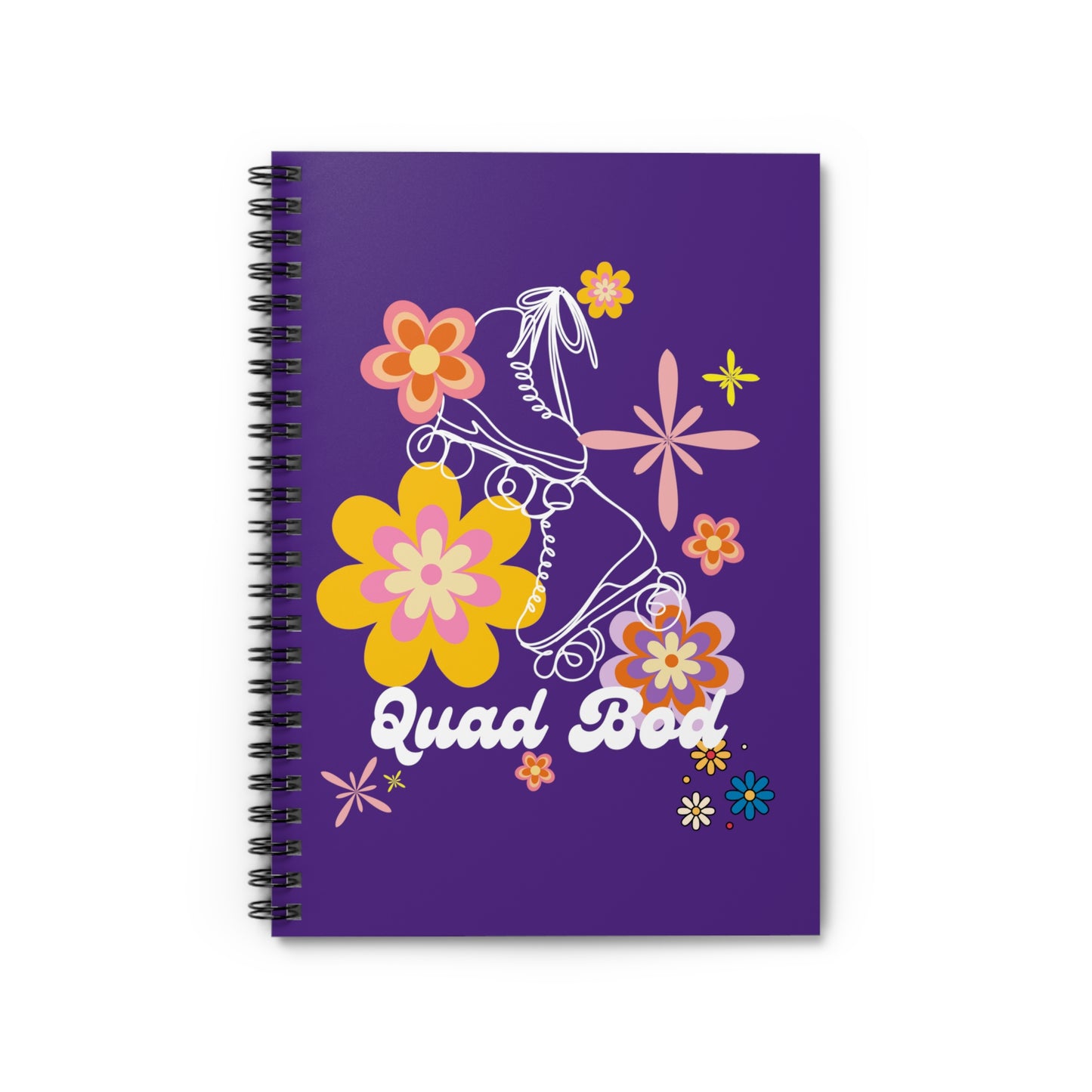 Spiral Notebook - Ruled Line, Purple Quad Bod Retro Vibes Rollerskate Theme, EDC 118 pages